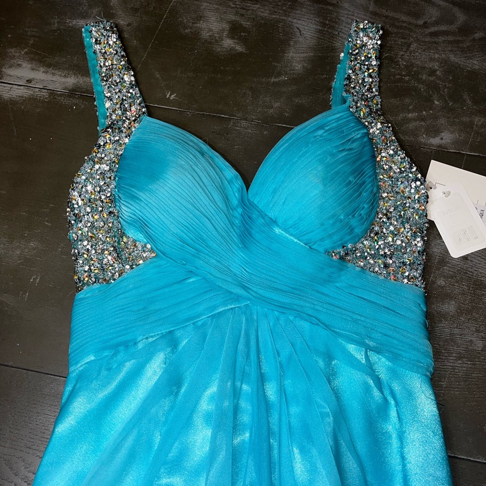 BG Haute Aqua Blue Formal Hoco Prom Sequined Dress 4300 NWT 4